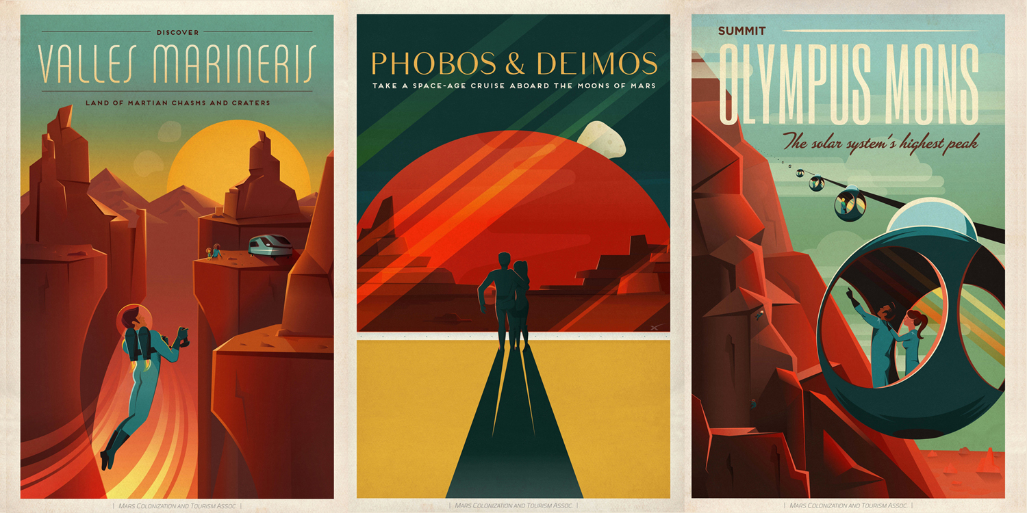 Utazási plakátok a Marsról
